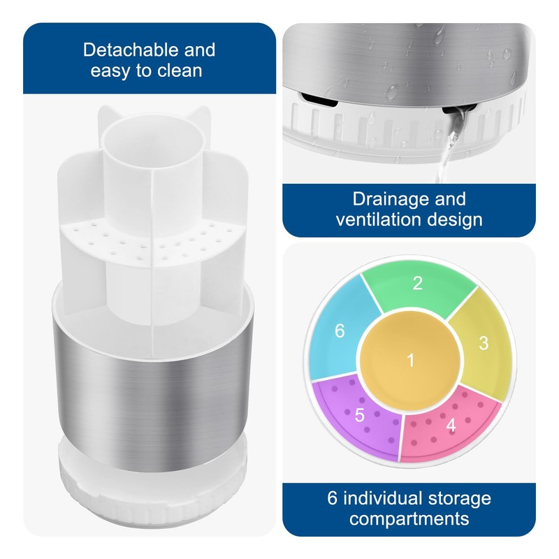 GFWARE Silver Toothbrush Holders for Bathrooms Countertop Organizer - Kids