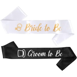 Bride to Be & Groom to Be Sash Set - Bachelorette Party Supplies Engagement Party Favors | Bridal Shower Sashes Bachelor Decorations Just Married Gift Engaged Decor Accessories Wedding Gifts