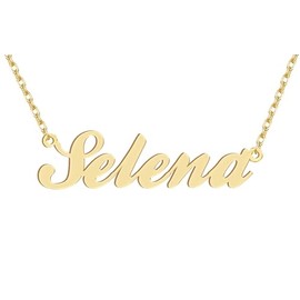 18k Gold Plated Selena Name Pendant Necklace Nameplate Necklaces Womens Stainless Steel Graduation Mother Jewelry