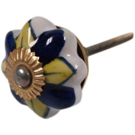 GURU SHOP Rose Furniture Knob, Ceramic, Furniture Handle, Cabinet Door Knobs, Furniture Knobs, Drawer Handle - Model 15, Multi-Colour, 4.5 x 4.5 x 4 cm, Furniture Knobs