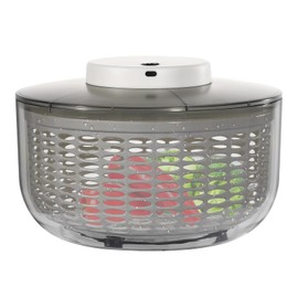 FIPINIXK 6L/6.34QT Electric Vegetable Dryer Fruit Vegetable Washer Dryer with USB Cable & Draining Basket Electric Salad Spinner for Dehydrating Storing Lettuce Tomatoes 6W 3.7V, Gray+White