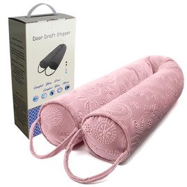 Weighted Door Draft Stopper 36 Inch, Pink Door Draft Noise Sound Blocker Snake Door Sweep with Loop and Weather Stripping Removable, Heavy Duty Draft Guard Windproof for Doors Windows