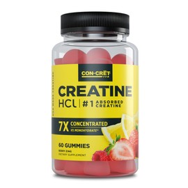 CON-CRET Creatine HCl Gummies for Men & Women | Muscle, Cognitive, Cellular Energy Support | No Bloating or Cramps | USA Made | Berry Zing (60 Count)