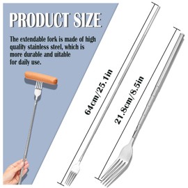 DOERDO 2pcs Extendable Fork, Stainless Steel Adjustable BBQ Telescopic Dinner Fruit Dessert Long Handle Fork, 8.6~25.2 inches