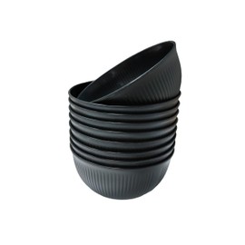 9 Pack Wheat Straw Bowls Reusable Salad Bowls,Durable & Lightweight, Perfect for Home, Parties, Camping, and Outdoor Use Dishwasher Safe (Black)