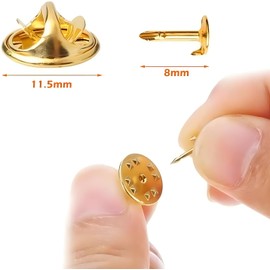 SHSHbuy Pin Clasp, 50 Pairs of Lapel Pins, Butterfly Pin, Clutch, Brooch Pins, Butterfly Clutch with Spikes, Blank Locking Pin for Crafts, Jewellery, DIY Making (Gold)