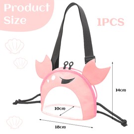 Mezrkuwr Netz Strandtasche für Kinder, Muschel Sammeltasche, krabbförmig Muscheltasche, verstellbarer Riemen zum Halten von Muscheln, Meer, Pool, Sandspielzeug, Rosa