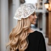 Black Rose Lace Chapel Cap Veil Head Coverings for Women