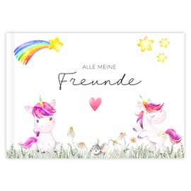 Freundebuch | Freundschaftsbuch Kindergarten, Schule | Erinnerungsbuch Kinder (Freundebuch Einhorn)