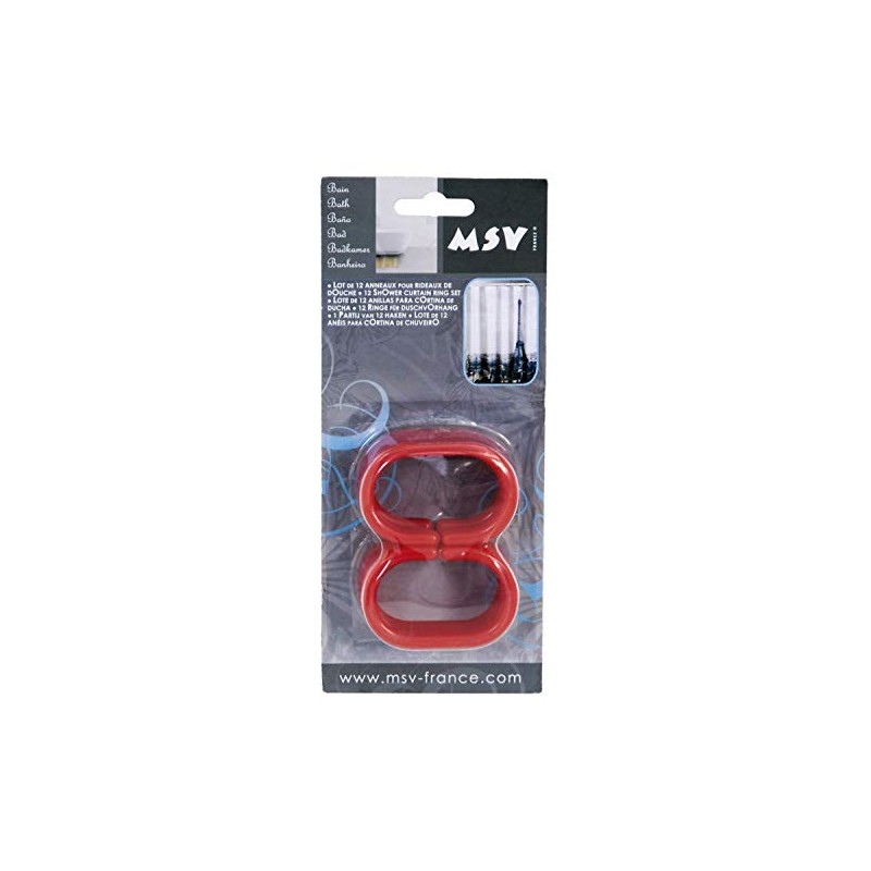 MSV Shower Curtain Rings, Pack of 12, Red, Plastic, Suitable