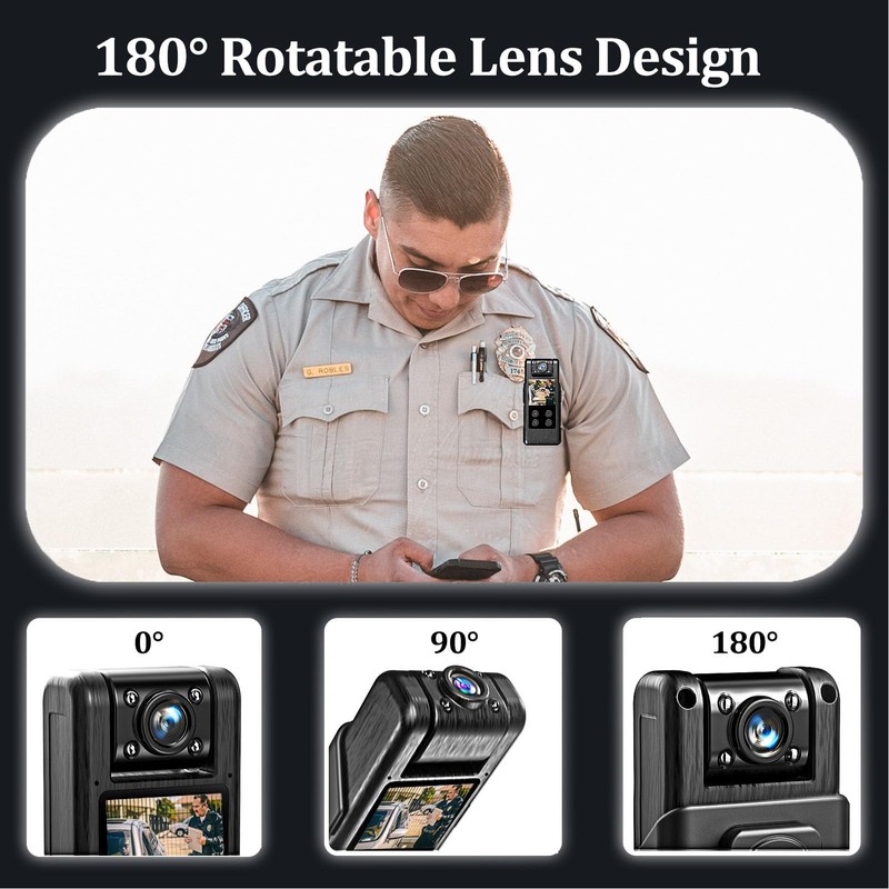 4K Mini Body Camera, Body Mounted Camera with 180° Lens