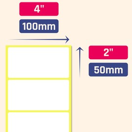 100 x 50 mm, 600 Pack, Matte White Sticky Labels Stickers