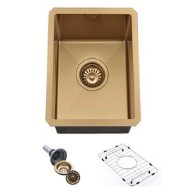 12 Inch Gold Bar Sink Undermount-Wesliv 12x16 Inch Small Bar Sink Gold Undermount Kitchen Sinks Wet Bar Prep 16 Gauge Stainless Steel Single Bowl Island Sinks with Bottom Grid