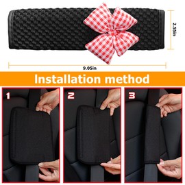 Mandark Cute Bow Car Seat Belt Covers, 2PCS Vehicle Seatbelt Neck Cushion Pads, Shoulder Strap Protector Decoration for Women Girls, Universal Automotive Interior Accessories (Red)