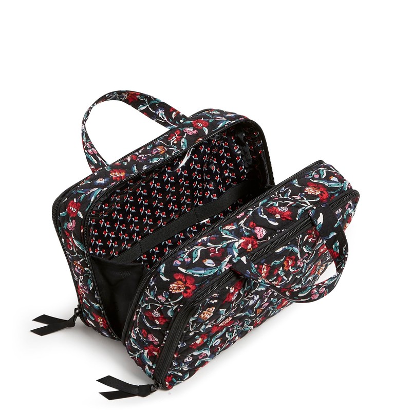 Vera Bradley Cotton Ultimate Travel Makeup Organizer Case, Perennials Noir