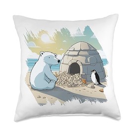 Ice Melting Climate Protection Polar Penguin Climate Change Throw Pillow, 18x18, Multicolor