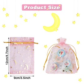 Chostky 200 Pcs Organza Gift Bags, 9x12cm Drawstring Jewelry Pouches Wedding Party Favour and Candy Bags for Wedding, Party, Festivals, and other Celebrations(Pink)