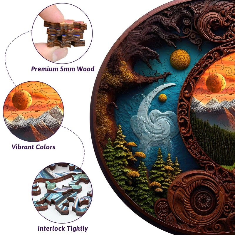 Round Wooden Jigsaw Puzzle - 246 Piece Yin Yang Nature