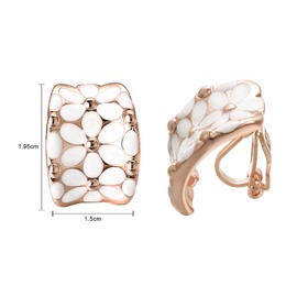 Vissen Flower Clip On Earrings Women Non Pierced Gold Plated Flower Earrings Clip Vintage White Jewellery Gifts for Women