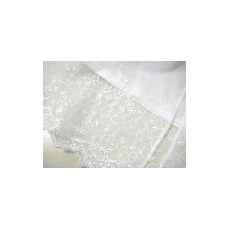 Petite Floral Embroidered Shrine Visiting Cape with Hat 507121, white