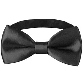 Adjustable Boys Bow Tie Solid Pre Tied for Wedding Party Dress up Black