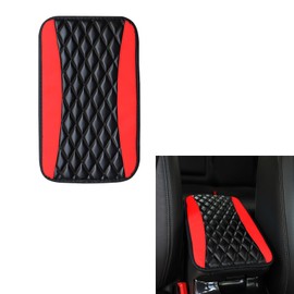Car Armrest Cover, Car Center Console Cushion Pad, PU Leather Auto Armrest Cover Protector, Universal Armrest Waterproof Non Slip Interior Accessories Suitable for Most Cars, Vehicles, SUVs (Red)