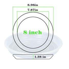 OVZILKI Plant Saucer 6 Pack of 8 inch, Clear Plastic Flower Plant Pot Saucer, Heavy Duty Plant Drip Trays Saucers for Indoor, Plant Water Tray for Planters