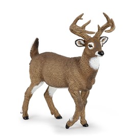 Papo - White-Tailed Deer Figure - Realistic Forest Animal Toy for Kids Age 3+ - Hand Painted Wildlife Model with Antlers - 10.4 x 4 x 10.9 cm - Durable Plastic Figure - Wildlife Collection - 53021