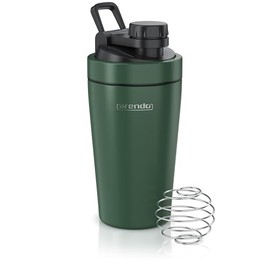 Arendo - Protein Shaker Stainless Steel 500 ml, Protein Shaker with Mixing Ball, BPA-Free, Mixing Cup, Metal Premium Protein Shaker, Carry Handle, Dishwasher Safe, To Go for Yoga Fitness Sports, Dark