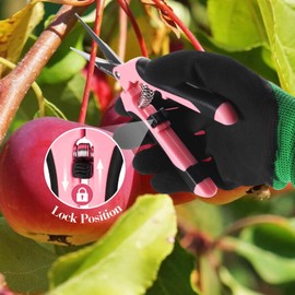 4 Packs Garden Pruning Shears Stainless Steel Blades Handheld Pruners Set with Gardening Gloves(Pink)