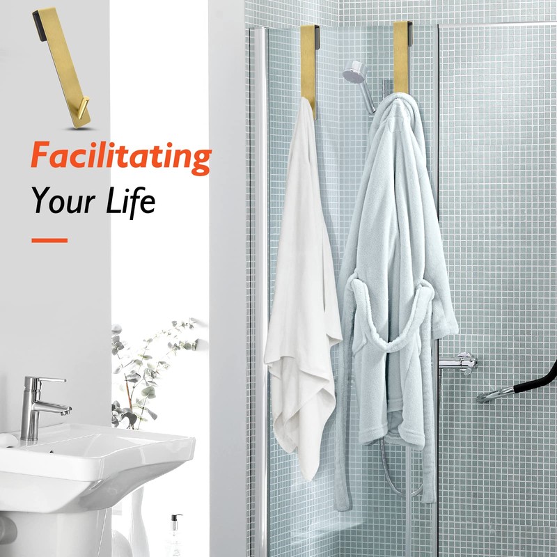 Shower Door Hooks(7.5 Inch),Extended Over Door Hooks for Bathroom Frameless