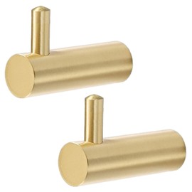 TUISKU Gold Wall Hanging Hooks, Set of 2, Wall Hangers, Coat Hangers, Coat Hangers, Outerwear, Hat, Keys, Aluminum, Screw Type, L Shape