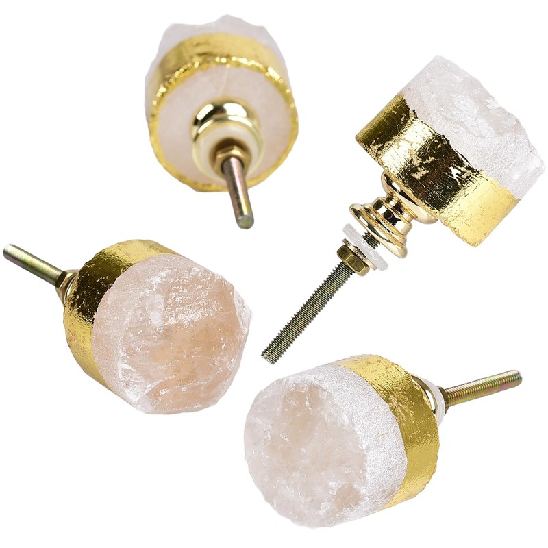 JIC Gem Set of 2 Amethyst Drawer Knobs Crystal Stone