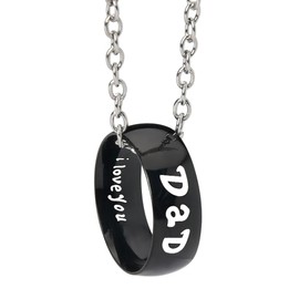 Dad Fathers Day Gift from Daughter Son Dad Ring Necklace for Men I Love You Daddy Dad Gifts for Birthday Wedding Day Gifts for Dads Engraved Necklace Father Dad Retirement Appreciation Gifts for Daddy