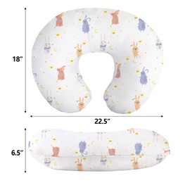 lumono lumono Nursing Pillow Cover, 2 Pack Breast Feeding Pillow Cover Fit Standard Nursing Pillows, Soft Removable Covers Slipcovers for Breastfeeding Pillows for Baby Girl(Rabbit & Girl)