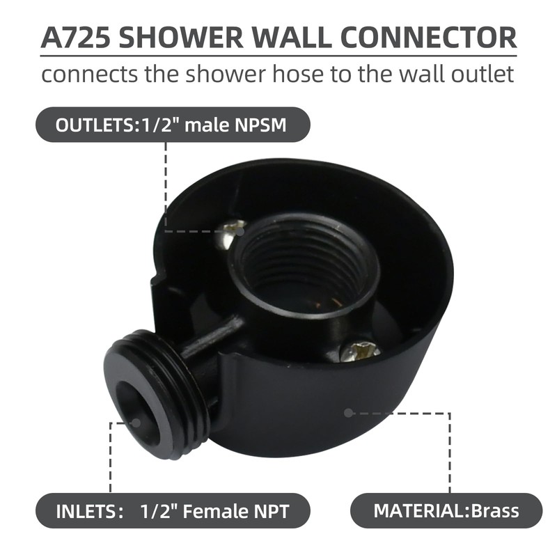 A725 Matte Black Handheld Shower Wall Connector – Drop Ell
