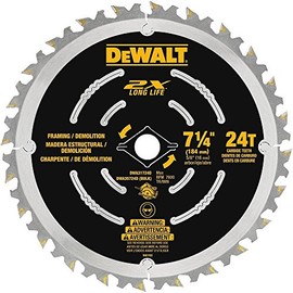 DEWALT Circular Saw Blade, 7 1/4 Inch, 24 Tooth, Wood Cutting (DWA31724D)