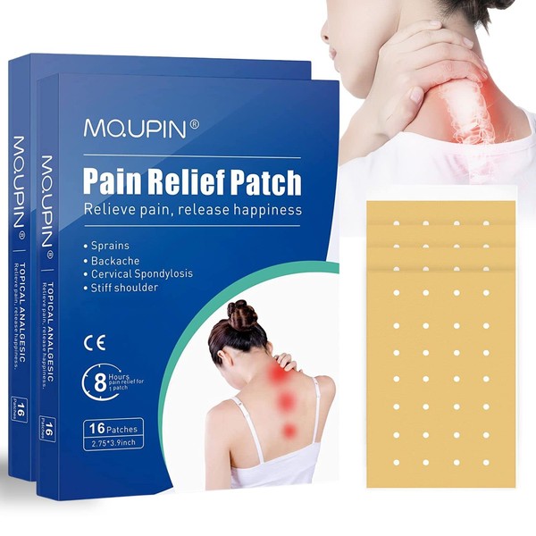 MQUPIN Pain Relief Patches, Long Lasting Effect Pain Relief Patches, Knee Relief Patch Set, Quick Relief from Pain in the Knee, Back, Neck, Shoulder, Waist (32 Plasters)