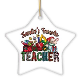 Santa’s Favorite Teacher Fun Holiday Christmas Ornament (Star)