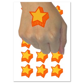Star with Shadow Excellent Doodle Temporary Tattoo Water Resistant Fake Body Art Set Collection - 54 1" Tattoos (1 Sheet)