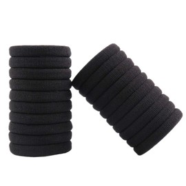 Kingsie Ponytail Hair Rubber Black Outer Diameter 2.2 inches (5.5 cm), Thick, No Knots, Ring Rubber, Washable, Rubber Bands, Adult, Set of 20