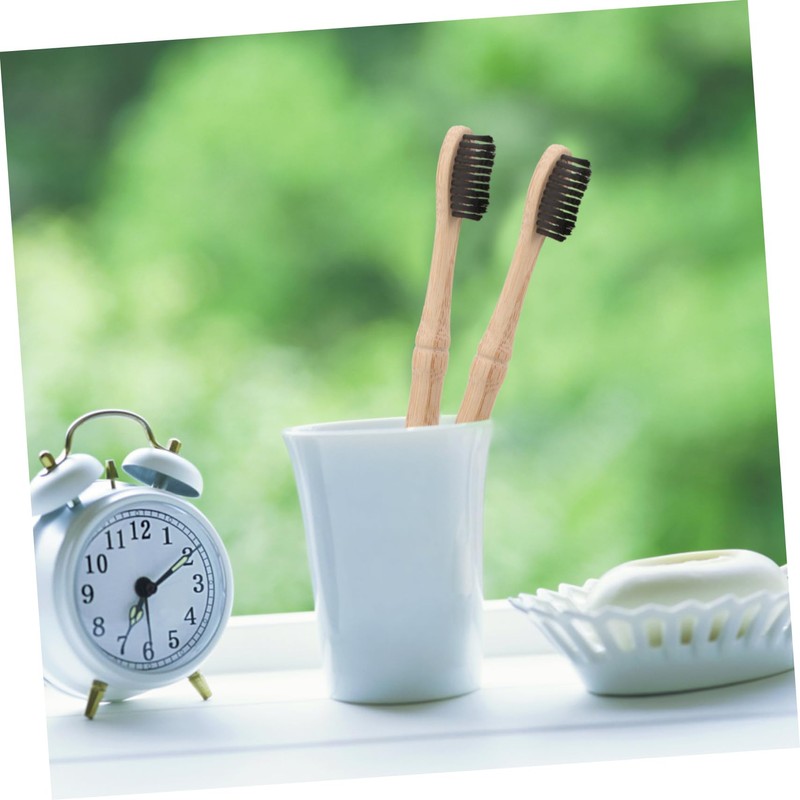 ORFOFE 4pcs Bamboo Toothbrushes with Soft Bristles Ergonomic Design for