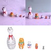 5Pcs Nesting Dolls Kit Innovative Cartoon LongNecked Cat Ornament Wooden