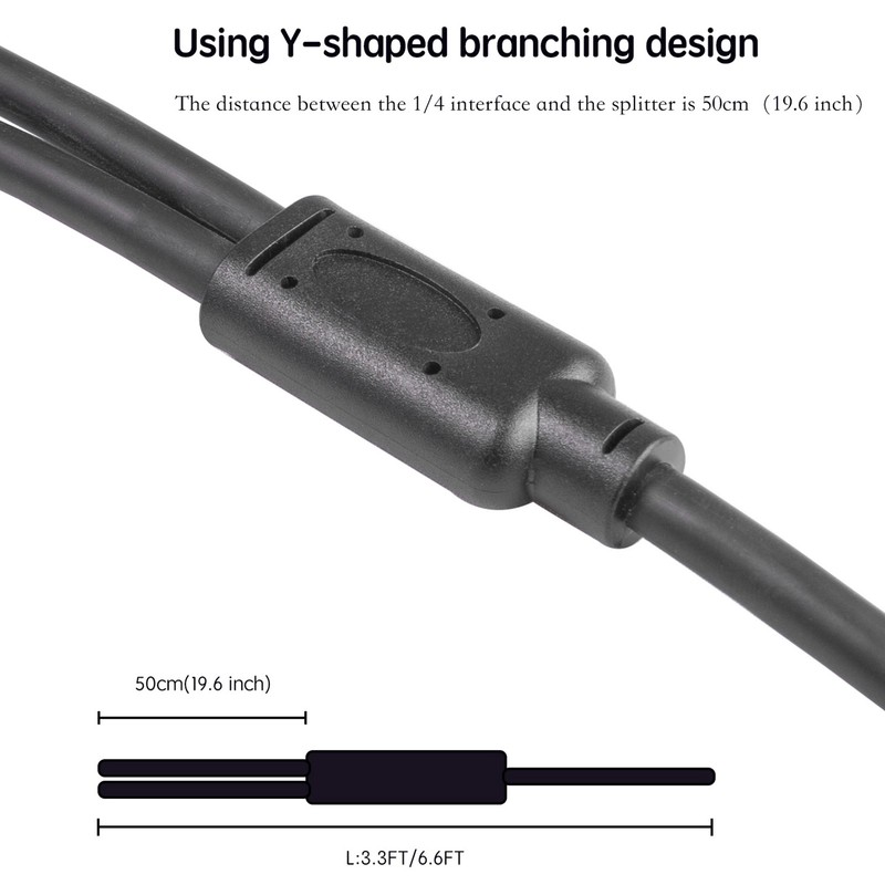 Dual 1/4 Inch to XLR Male Y Splitter Cable XLR