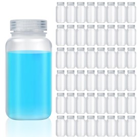 Tatuo 48 Pcs 4 oz 125ml Plastic Sample Bottle Pill Bottle Wide Mouth Reagent Bottle Lab Reagent Bottle with Lids PP Water Sample Bottles Translucent Bottles for Liquids Travel Laboratories