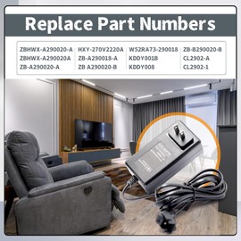 Erchon 29V 2A Recliner Power Supply with Cord 98 in Compatible with Limoss Okin Lift Chair Lounge Chairs Electric Recliner or Adjustable Bed, Wall Plug-in AC/DC Switching Adapter 2-Pin