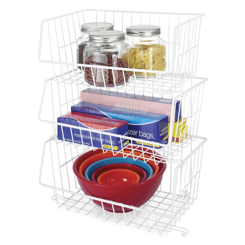 Whitmor Wire Stackable Basket, White