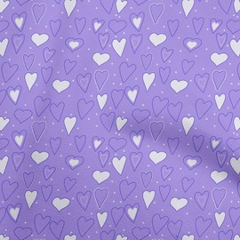 oneOone Polyester Spandex Violet Fabric Valentine Heart Quilting Supplies Print Sewing Fabric by The Yard 56 Inch Wide