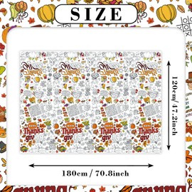 Collenatsy Paper Coloring Tablecloth | Table Decor Indoor- Banner | Crafts for Kids - Kids Games Gifts Activities Party Favors Supplies,47" x 70" (Thanksgiving)