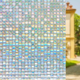 Volcanics Window Privacy Film Rainbow Window Film Privacy Static Window Clings 3D Window Decals Window Stickers for Glass Door Home Heat Control Anti UV 17.5 x 78.7 Inches